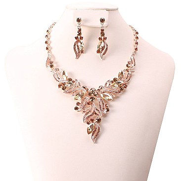 FASHIONABLE SWIRL BIB NECKLACE SET W/ RHINESTONE SLNBY7840