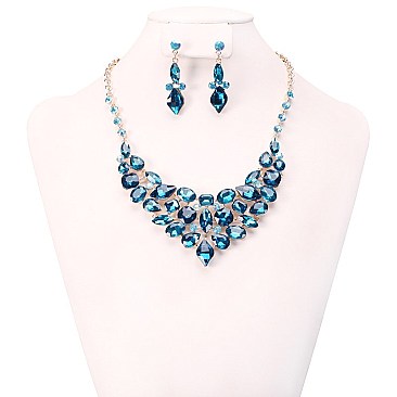 FASHIONABLE STONE EVENING NECKLACE SET SLNBY7842