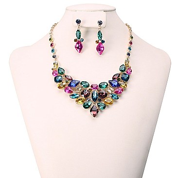 FASHIONABLE STONE EVENING NECKLACE SET SLNBY7842