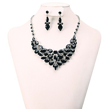 FASHIONABLE STONE EVENING NECKLACE SET SLNBY7842