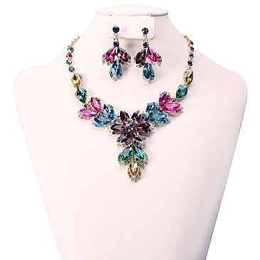 FASHIONABLE STONE EVENING NECKLACE SET SLNBY7843