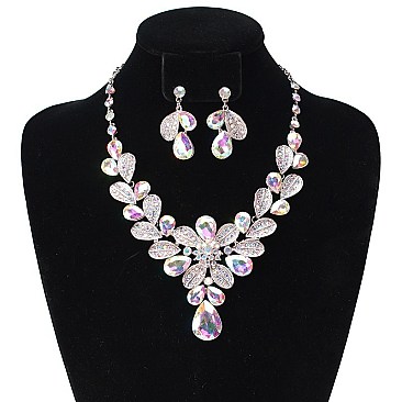 FASHIONABLE STONE EVENING NECKLACE SET SLNBY7845