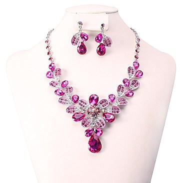 FASHIONABLE STONE EVENING NECKLACE SET SLNBY7845