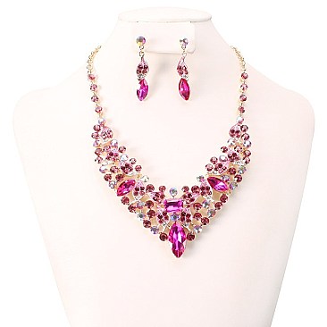 FASHIONABLE STONE EVENING NECKLACE SET