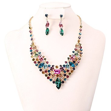 FASHIONABLE STONE EVENING NECKLACE SET