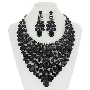 STONE PEACOCK  EVENING NECKLACE SET