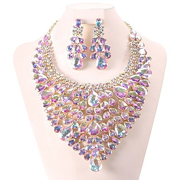 STONE PEACOCK  EVENING NECKLACE SET
