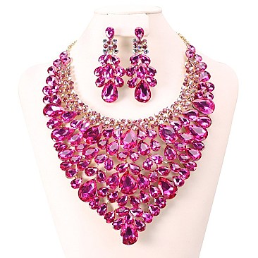 STONE PEACOCK  EVENING NECKLACE SET
