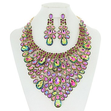 STONE PEACOCK  EVENING NECKLACE SET