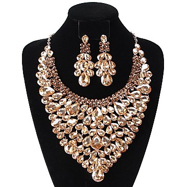 STONE PEACOCK  EVENING NECKLACE SET