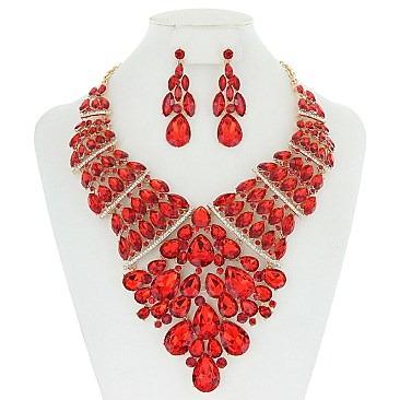 TRENDY ELEGANT STONE BIB NECKLACE/ER SET