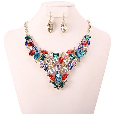 FASHIONABLE STONE EVENING NECKLACE SET SLNBY7854
