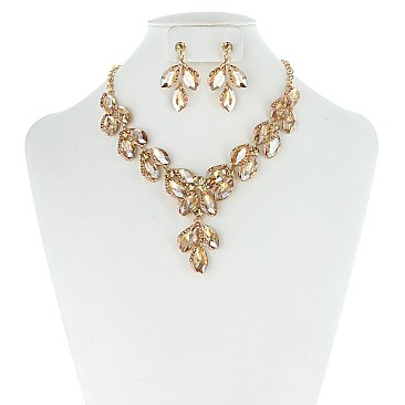 LARGE RHINESTONE WTH GEMS NECKLACE SET