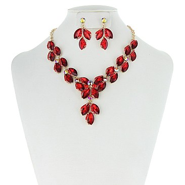 LARGE RHINESTONE WTH GEMS NECKLACE SET