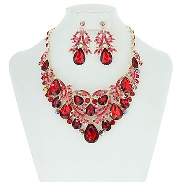 Classic Bridal Style Bib RHINESTONE NECKLACE With Matching Earrings Set MEZ8182