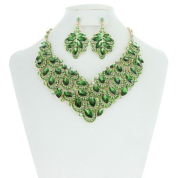 Royalty Style RHINESTONE Bib NECKLACE With Earrings Set MEZ8184