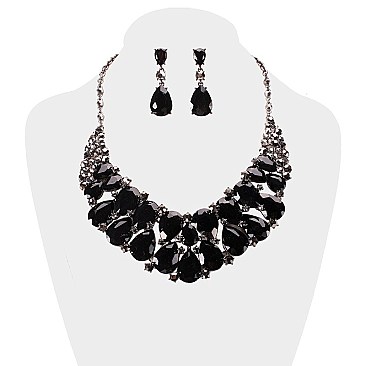 FASHIONABLE ROUND RHINESTONE NECKLACE SET SLNBY8193