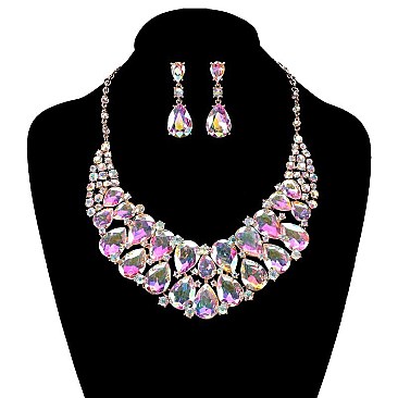 FASHIONABLE ROUND RHINESTONE NECKLACE SET SLNBY8193