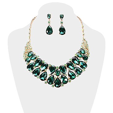 FASHIONABLE ROUND RHINESTONE NECKLACE SET SLNBY8193