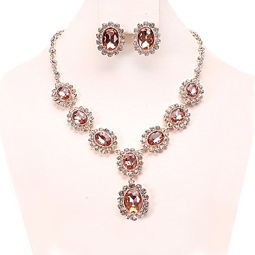 OVAL STONE VICTORIAN NECKLACE SET SLNBY8194