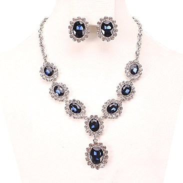 OVAL STONE VICTORIAN NECKLACE SET SLNBY8194