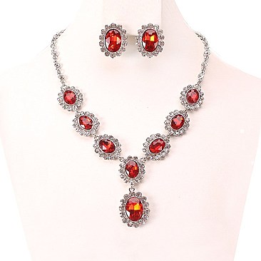 OVAL STONE VICTORIAN NECKLACE SET SLNBY8194