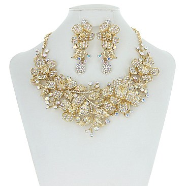 Garden Roses Bib RHINESTONE NECKLACE SET