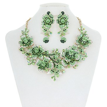 Garden Roses Bib RHINESTONE NECKLACE SET