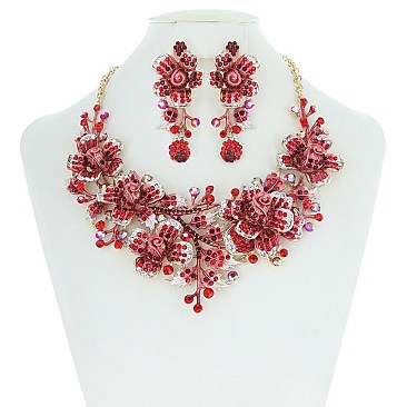 Garden Roses Bib RHINESTONE NECKLACE SET