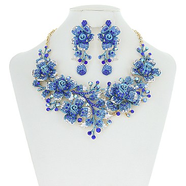 Garden Roses Bib RHINESTONE NECKLACE SET