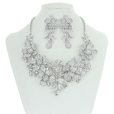 Garden Roses Bib RHINESTONE NECKLACE SET