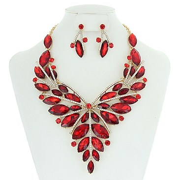 Butterfly Style Bib RHINESTONE NECKLACE With Matching Earrings Set
