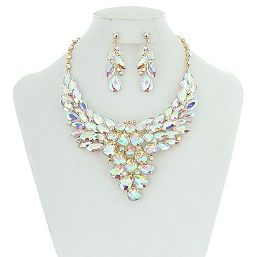 Bulky Teardrops Stones Bib NECKLACE SET