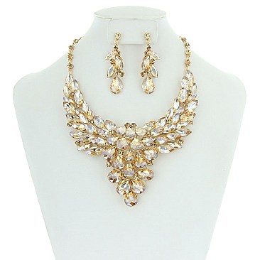 Bulky Teardrops Stones Bib NECKLACE SET