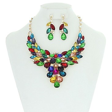 Bulky Teardrops Stones Bib NECKLACE SET