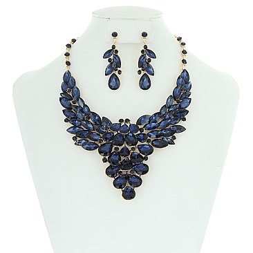Bulky Teardrops Stones Bib NECKLACE SET