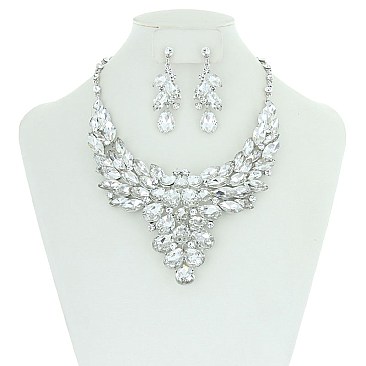 Bulky Teardrops Stones Bib NECKLACE SET