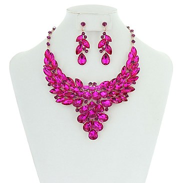 Bulky Teardrops Stones Bib NECKLACE SET