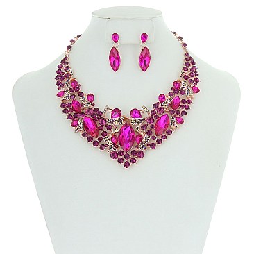 Classic RHINESTONE NECKLACE SET Bib Style MEZ8554
