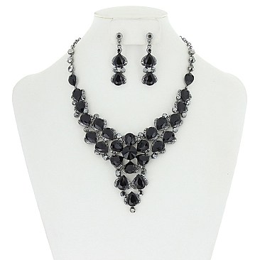 FASHION HALO  STONE NECKLACE/ER SET