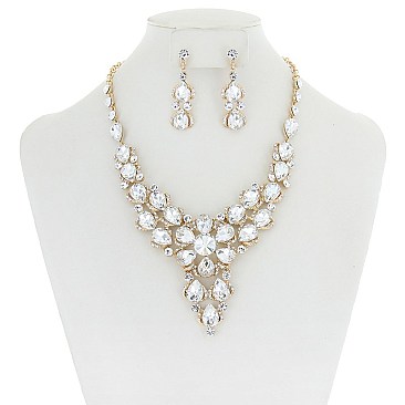 FASHION HALO  STONE NECKLACE/ER SET