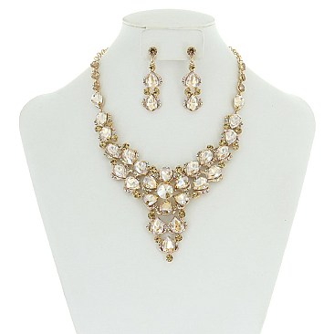 FASHION HALO  STONE NECKLACE/ER SET