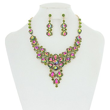 FASHION HALO  STONE NECKLACE/ER SET