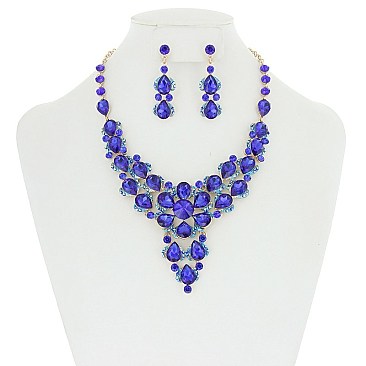 FASHION HALO  STONE NECKLACE/ER SET