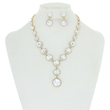 HALO ROUND STONE NECKLACE/ER SET SLNBY8565