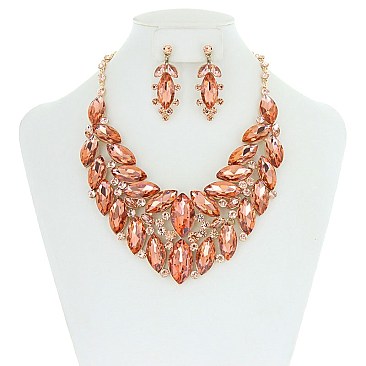 Bulky RHINESTONES NECKLACE With Matching Earrings Set