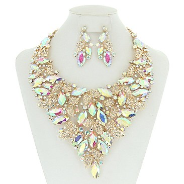 LEAF STONE EXTRAVAGANT NECKLACE SET