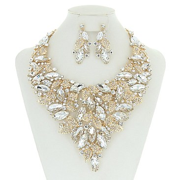 LEAF STONE EXTRAVAGANT NECKLACE SET