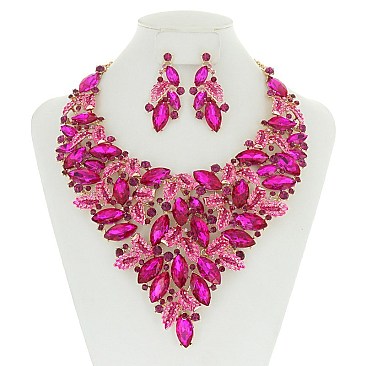 LEAF STONE EXTRAVAGANT NECKLACE SET