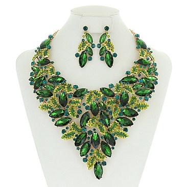 LEAF STONE EXTRAVAGANT NECKLACE SET